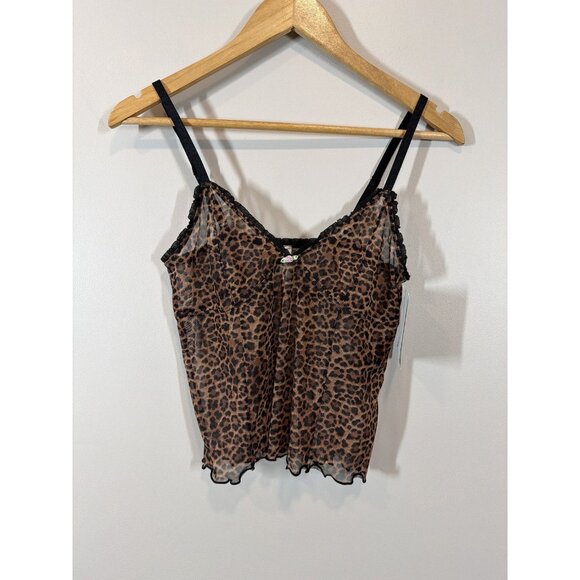 H&M Divided Leopard Print Sheer Cami Tank Top Women’s Small Y2K NWT Rose - Picture 1 of 7